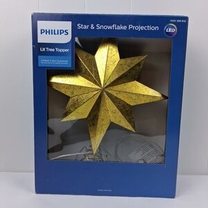 Philips LED Star & Snowflake Projection Light Tree Topper in Gold